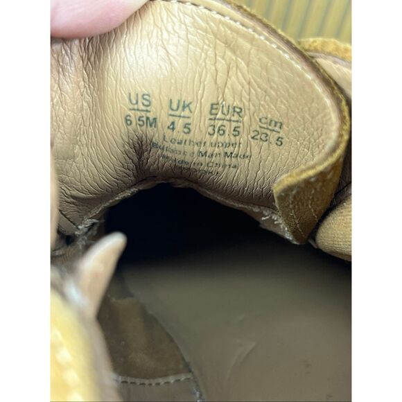 Franco Sarto Women’s Suede Ankle Boots Size 6.5 Tan Wedge Buckle Zip Booties - Picture 7 of 7